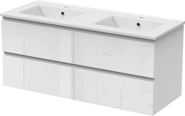 Duschparadies Waschtisch Zwenia 2-teilig aus Keramik mit Unterschrank in Hochglanz Weiß, B: 120 cm - Bild 1