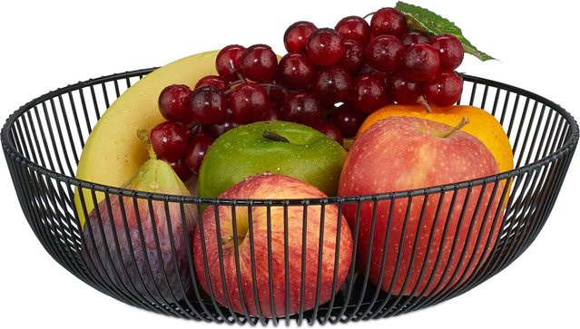 Relaxdays Obstschale aus Eisen in Schwarz, rutschfest, Höhe: 8 cm, Breite: 28 cm - Bild 1