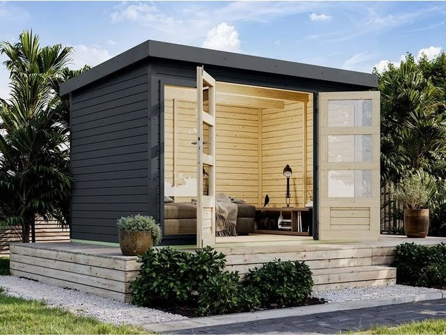 Karibu Hybridgartenhaus Hera in Anthrazit mit 19 mm Wandstärke - Bild 1