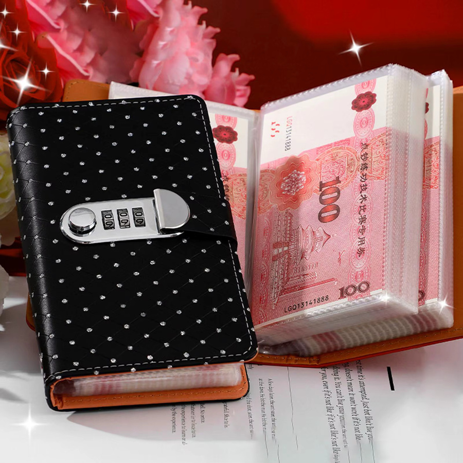 Geld-Spar-Challenge-Buch mit 100 Umschlägen und Passwortschloss, Budget-Tracker und Sparjournal in Schwarz aus Papier - Bild 5