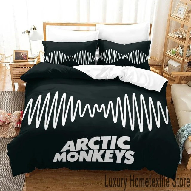 Arctic Monkeys Band Bettwäsche Set mit Bettbezug und Kissenbezug in Schwarz, B/H: 135 x 200 cm - Bild 1