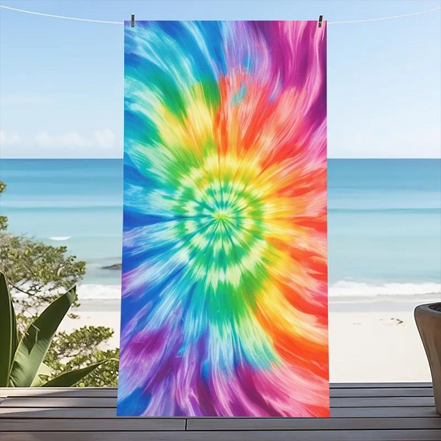 Buntes Strandtuch von Yiran in Multicolour, schnelltrocknend und superweich, B/B: 80 x 160 cm - Bild 1