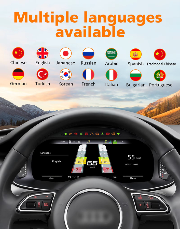 OSSURET Digitales Kombiinstrument 12,3 Zoll für Audi A6 A7 2013 - 2018 mit HD-Bildschirm, Tachometer mit Carplay und Android Auto, Schwarz - Bild 3