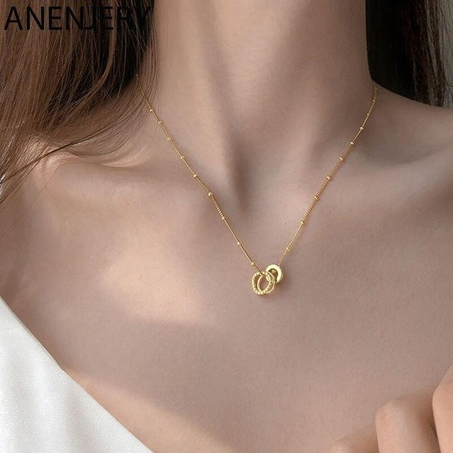 YIRAN Jewelry Halskette 925 Silber, Unregelmäßiger Kreis, Damen - Bild 1