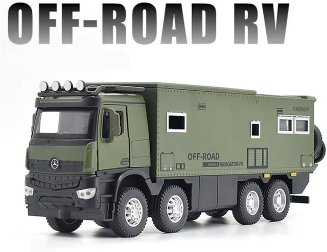 NOMADISMs Arocs Unimog Wohnmobil, Modell, 1:24, Metall, Grün, mit Licht und Sound - Bild 1