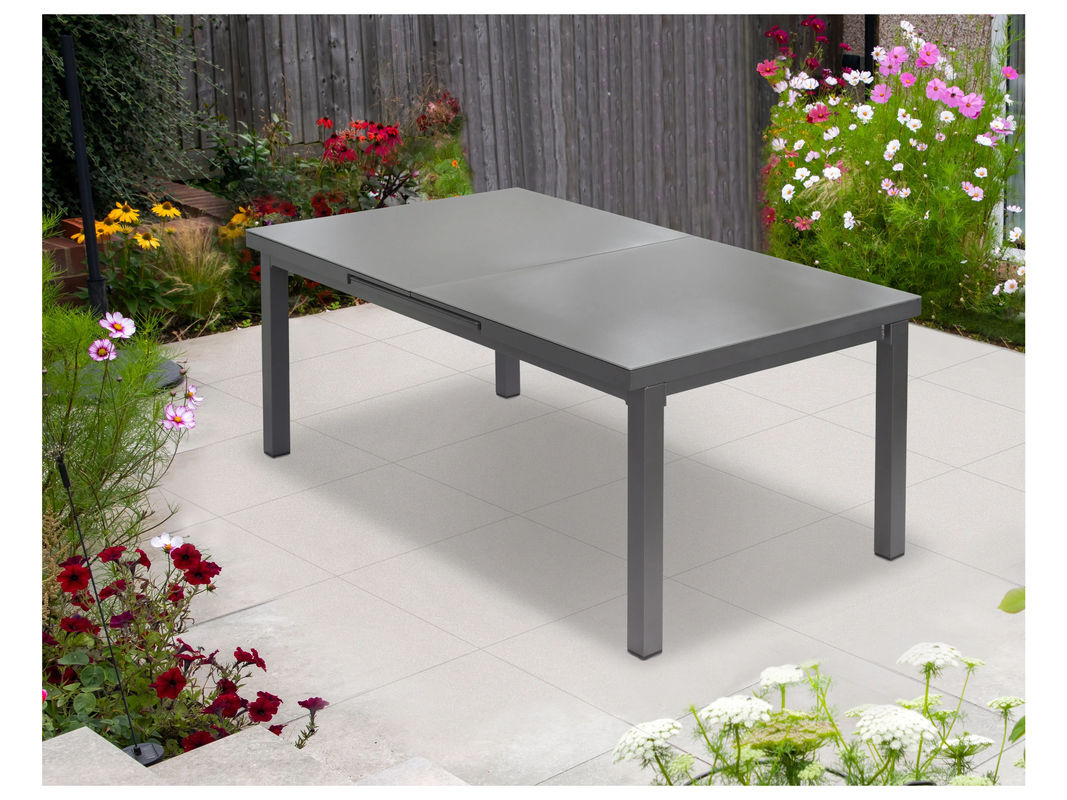 BELLAVISTA Ausziehtisch Boston in Grau und Anthrazit mit Sicherheitsglas und Aluminiumgestell, B/T/H: 180/240 x 100 x 77,5 cm - Bild 3