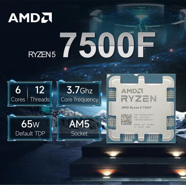 AMD Ryzen 5 7500F Prozessor mit 6 Kernen und 12 Threads, Sockel AM5, DDR5, 3,7 GHz - Bild 1