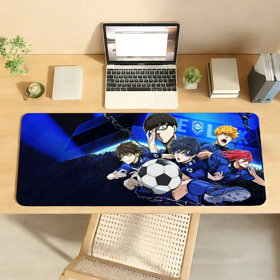 Anime B-Blue L-Lock Mauspad in Blau, rutschfeste Gamer-Schreibtischunterlage aus Gummi für Laptop und Büro - Bild 3