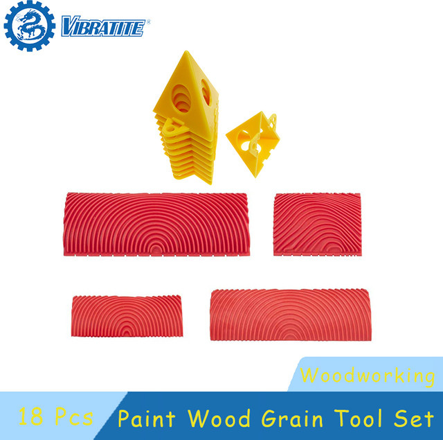 VIBRATITE Gummi-Rollenpinsel Set mit Malerständer, 18 Stück, zur Nachahmung von Holzmaserung und für Wandmalereien sowie Kunstprägung - Bild 1