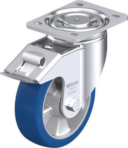 Blickle Lenkrolle LH-ALBS 160K-FI mit Feststeller in Silber und Blau, Rad-Durchmesser: 160 mm, Tragfähigkeit: 580 kg - Bild 1