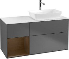 V&B Waschtischunterschrank Finion mit Wandbeleuchtung, Farbe: Weiß/Anthrazit, Breite: 120 cm, Tiefe: 50,1 cm, Höhe: 50,1 cm - Bild 1