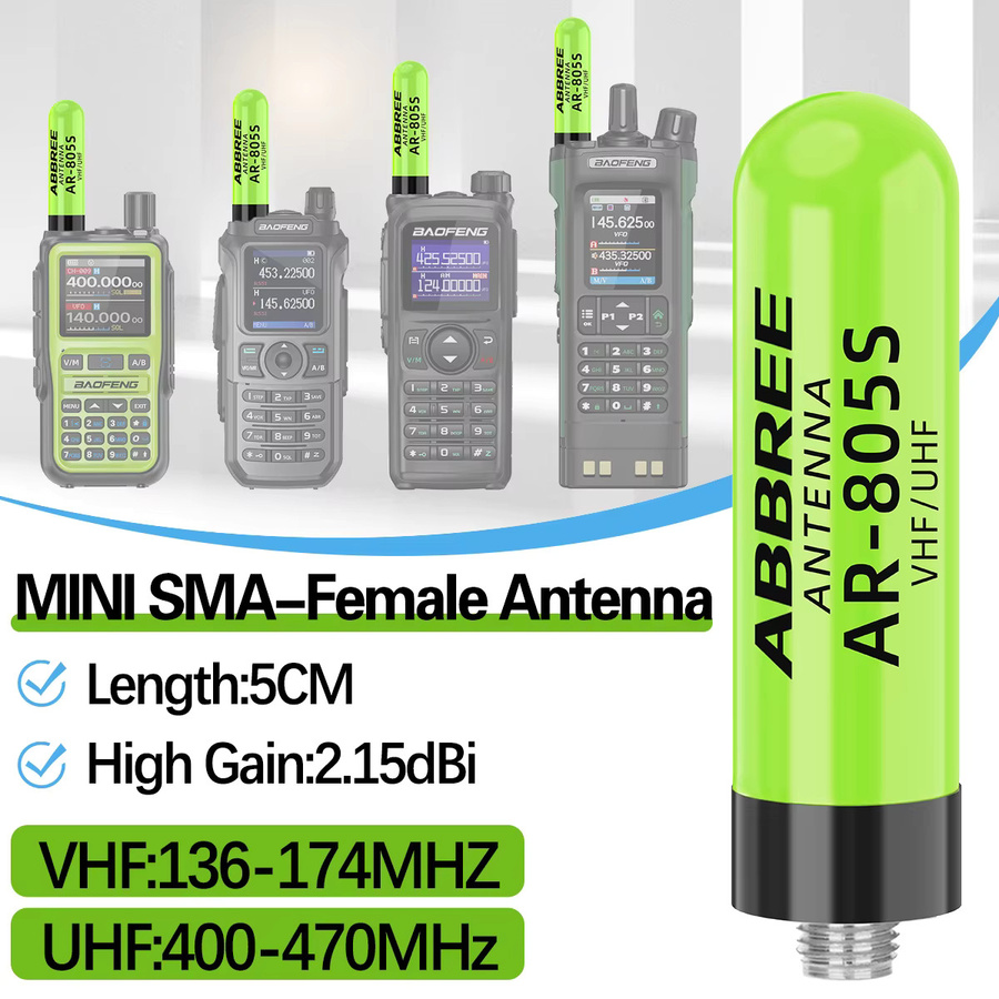 ABBREE AR-805S Mini SMA-Buchse Dual Band High Gain Antenne für Baofeng UV-5RH UV-21 PRO UV-5R UV-32 in Schwarz - Bild 2