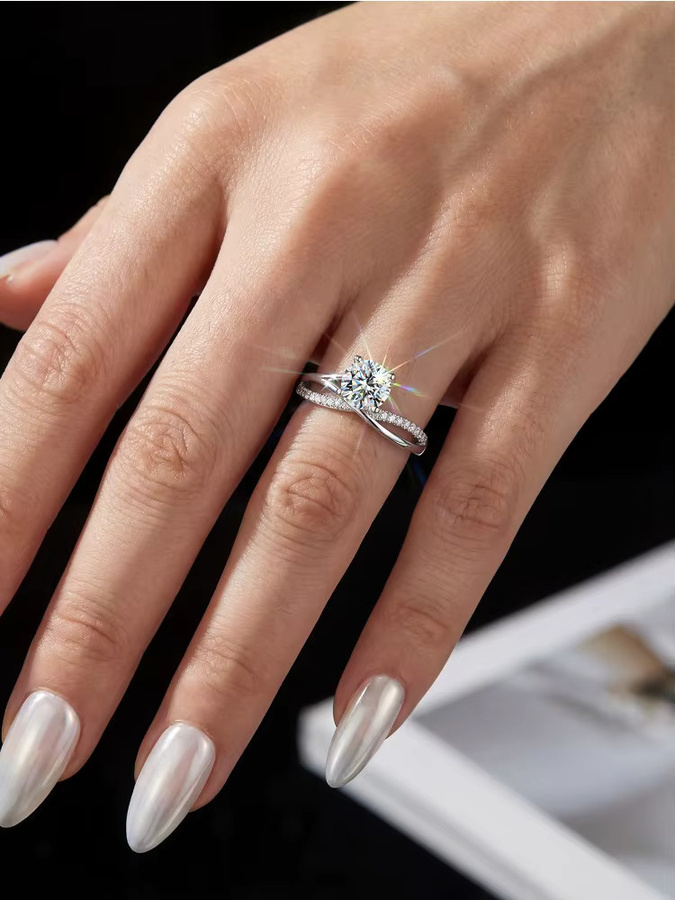 Ring 925 Silber, Moissanit-Diamant, Damen - Bild 3