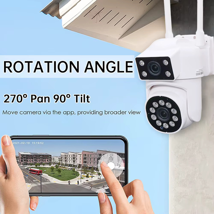DDBROUGEN 8MP 4K Dual Lens PTZ Wifi Outdoor Überwachungskamera mit Dual Screen, AI Human Detect und Auto Tracking in Weiß - Bild 4