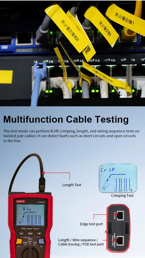 UNI-T UT685A TDR Kabeltester Kit Netzwerkkabel-Lokalisierungsgerät und Drahtverfolger in Rot für RJ45 und RJ11 - Bild 5