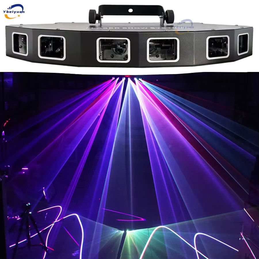 Ybeiyuan Fächerförmiger Sechs-Loch-Laserprojektor mit RGB-Vollfarb-Laserscanning und DMX512 für DJ, Disco und Party-Bühneneffekte - Bild 3