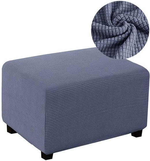 Yiran Furniture Hockerbezug aus Jacquard-Stoff in Grau, abnehmbarer Ottoman-Bezug und Fußstützenbezug für moderne Möbel - Bild 1