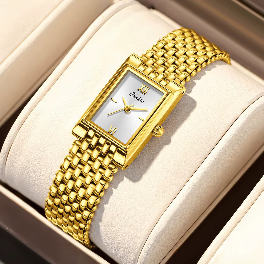 SUNKTA Armbanduhr Quarz, Edelstahl, Gold, Damen - Bild 4