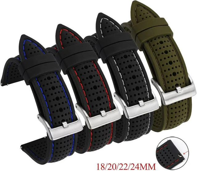 YIFILM Uhrenarmband Silikon, Edelstahl-Schnalle, Schwarz, Unisex - Bild 1