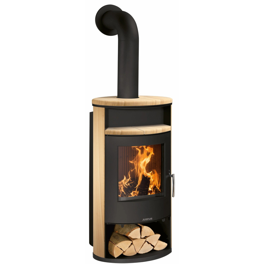 Justus Kaminofen Island Aqua Schwarz mit Sandsteinverkleidung 10 kW - Bild 2