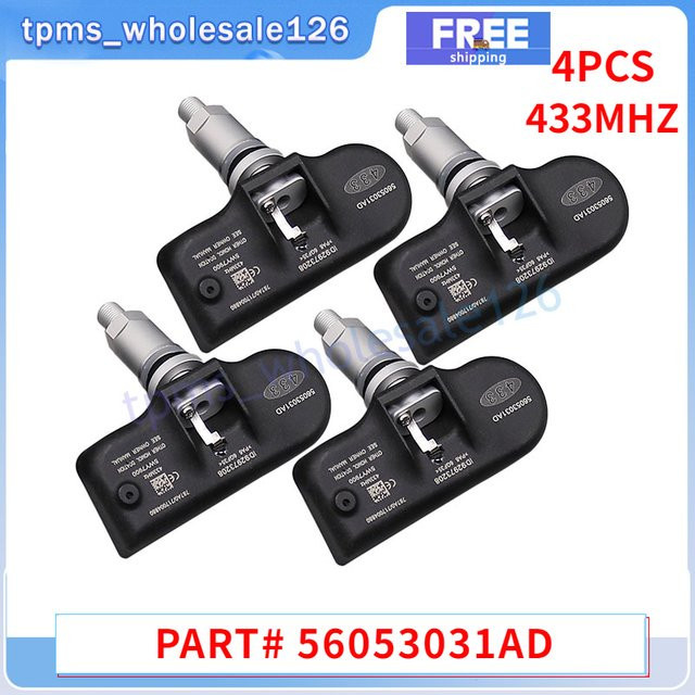 4er-Set GANGLE Reifendruckkontrollsystem TPMS Sensoren 433 MHz in Schwarz für Chrysler 300, Dodge Charger und Journey, Teilenummer 56053031 AD / 56053031 AC / 68078768 AA - Bild 1