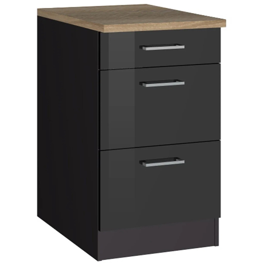 Held Möbel Küchenunterschrank Mailand mit Auszügen Hochglanz Graphit B: 50 cm, H: 85 cm, T: 60 cm - Bild 2