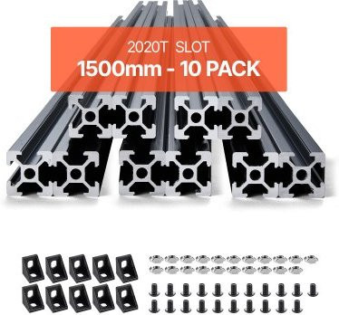 VEVOR 10er Set Aluminium-Strangpressprofil 2020 T-Nut, eloxiert, Schwarz, Länge: 1500 mm - Bild 1