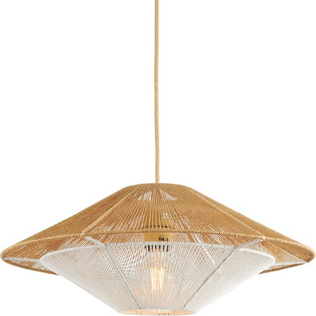 Good&Mojo Lumbini S Pendelleuchte in Beige mit Papierseil und Holzdetails - Bild 1