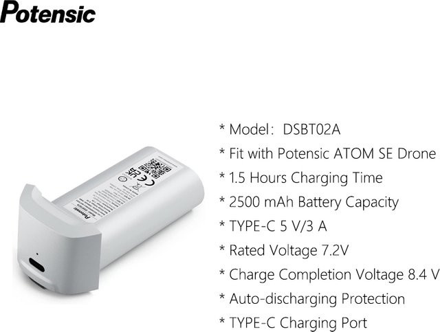 Potensic Ersatzakku für Atom SE, 2500mAh, Grau - Bild 1