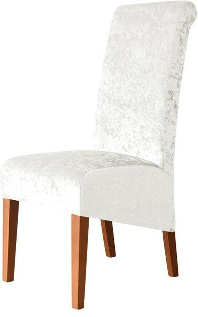 Stuhlhusse mit hoher Rückenlehne in XL-Größe aus goldenem Diamant-Samt, Stretch-Stuhlhusse für Esszimmer und Bankette, Farbe: Gold und Weiß - Bild 1