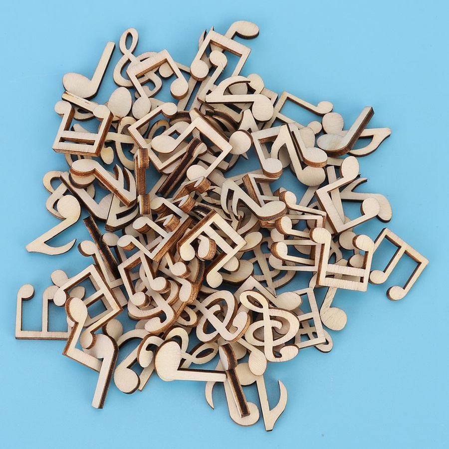 100 Stück Musiknoten aus Holz von Houspace in Braun mit Notenmuster als Dekorationszubehör für Weihnachten, Geburtstage und Hochzeiten, Größe: 2 cm - Bild 4