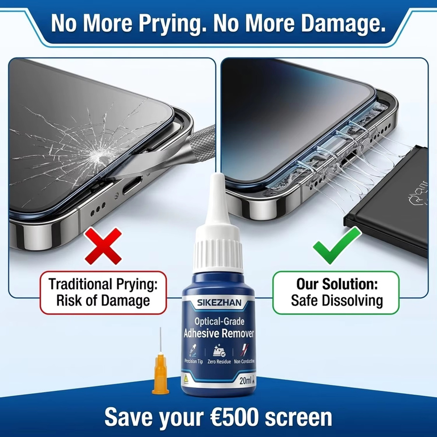 SIKEZHAN Optischer Klebstoffentferner 20ml mit Präzisionsspitze als Klebstofflösemel für iPhone-Bildschirm- und Batteriereparaturen, nicht-leitende Flüssigkeit - Bild 2