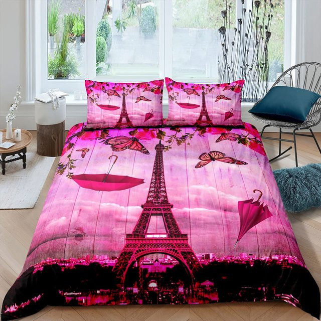 Bettwäsche-Set Your Warm Home Eiffelturm Design in Grau mit Bettbezug und Kissenbezügen aus Polyester, B/H: 264 x 228 cm, Kissenbezüge: 50 x 70 cm - Bild 1