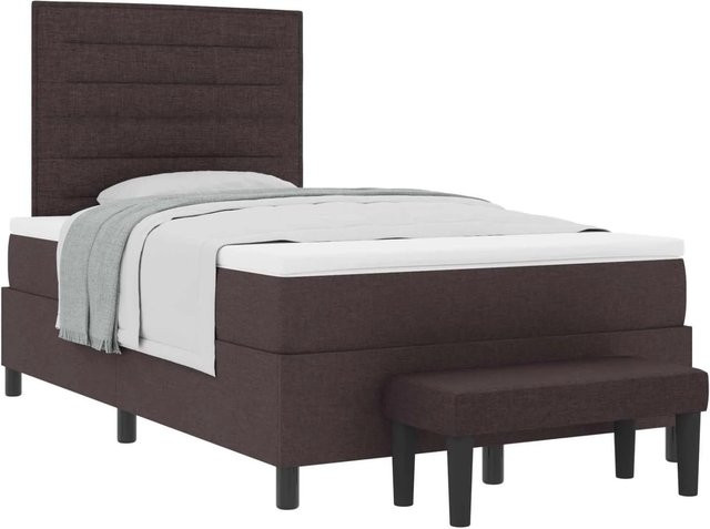 vidaXL Boxspringbett Dunkelbraun mit Matratze und Kopfteil aus Stoff, B/T/H: 120 x 200 x 203 cm - Bild 1