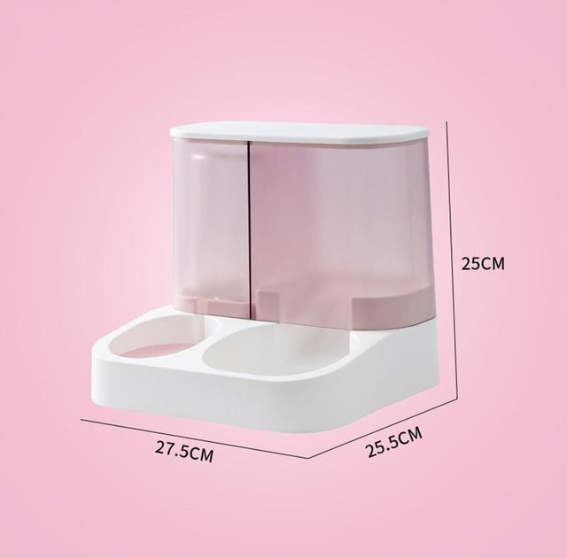 BC Pet Supplies 2-in-1 Automatischer Pet Feeder mit abnehmbaren Edelstahlschalen für Hund und Katze, Grau und Weiß - Bild 1