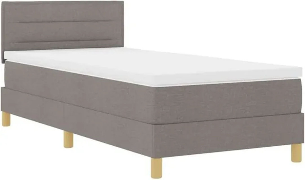 vidaXL Boxspringbett mit Matratze in Taupe meliert, modern und minimalistisch, B/T/H: 90 x 190 cm - Bild 1