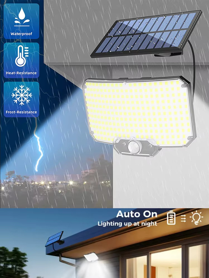 NEWBIRTH Solar-LED-Außenleuchte mit Bewegungssensor und Fernbedienung, weiße Wandflutlampe für Garten und Terrasse, rechteckig - Bild 7
