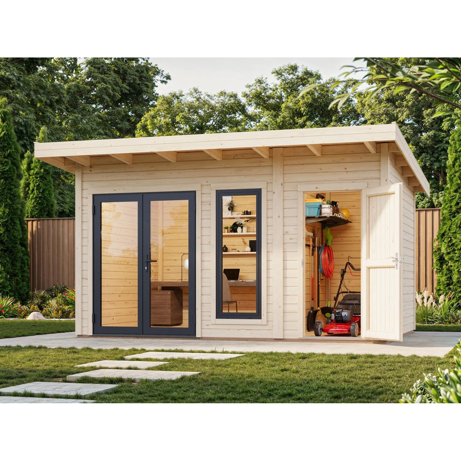 Palmako Holz-Gartenhaus Aurelia mit Pultdach in Natur, B: 436 cm, T: 300 cm - Bild 2