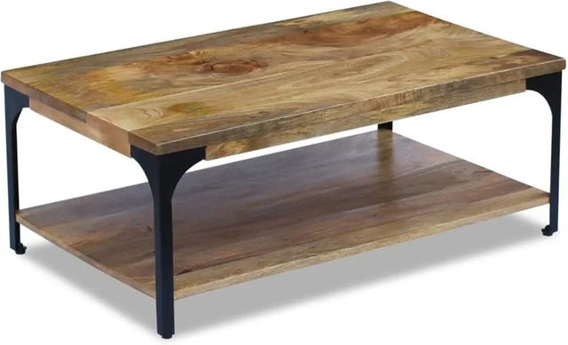 vidaXL Couchtisch aus Mangoholz in Braun mit massivem Stahlrahmen, B/T/H: 100 x 60 x 38 cm - Bild 1