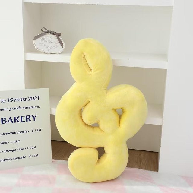 Yiran Health & Beauty Musiknoten-Kissen als Plüschtier in Gelb, Breite: 50 cm - Bild 1