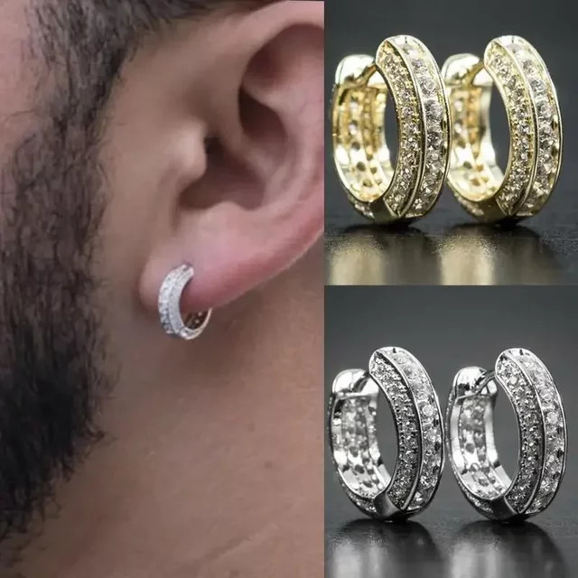 Huitan Creolen, Zirkonia, Gold, Herren - Bild 1