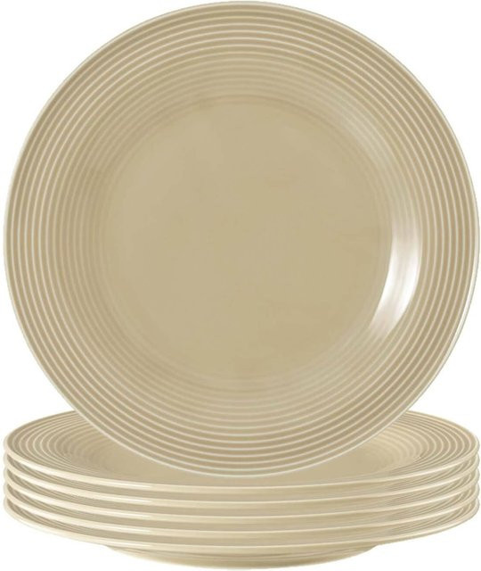 Seltmann Weiden Frühstücksteller Beat Color Glaze Beige gestreift aus Porzellan 6er Set Durchmesser: 23,3 cm - Bild 1