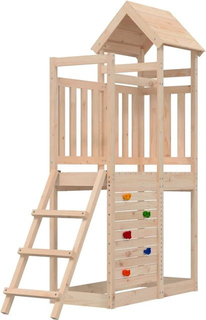 vidaXL Spielturm aus massivem Kiefernholz in Braun, B/T/H: 110,5 x 52,5 x 214 cm - Bild 1