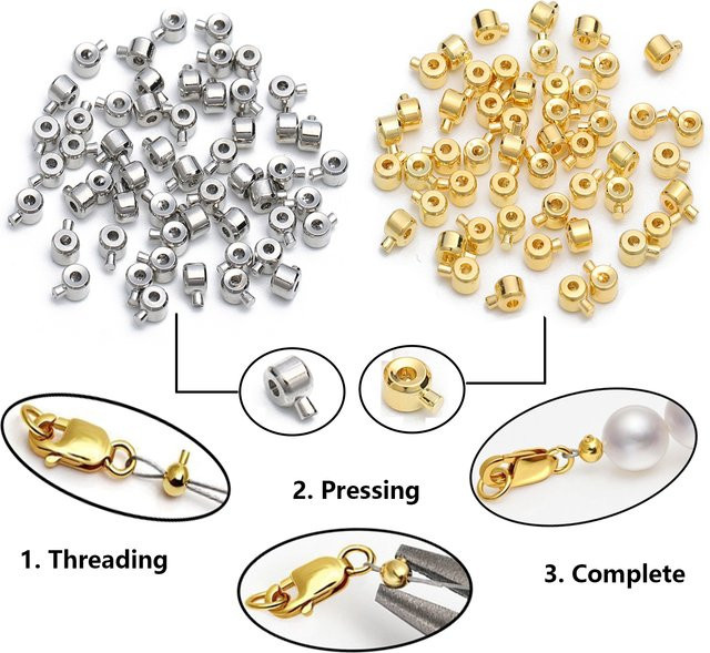 10 Stück Edelstahl Stopper Abstandshalter, Crimp End, Septum Clip Verschluss - Bild 1