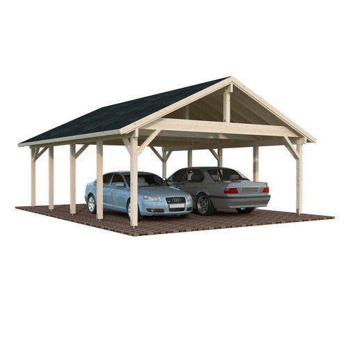 Palmako Carport Robert aus Fichtenholz mit Satteldach, Farbe: braun/transparent, B/T/H: 637 x 764 x 363 cm - Bild 3