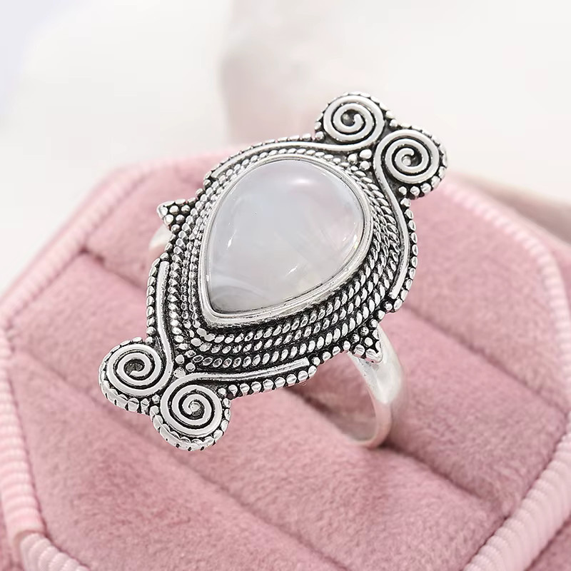 YoYo Ring, Vintage, Silber, Mondstein, Damen - Bild 2
