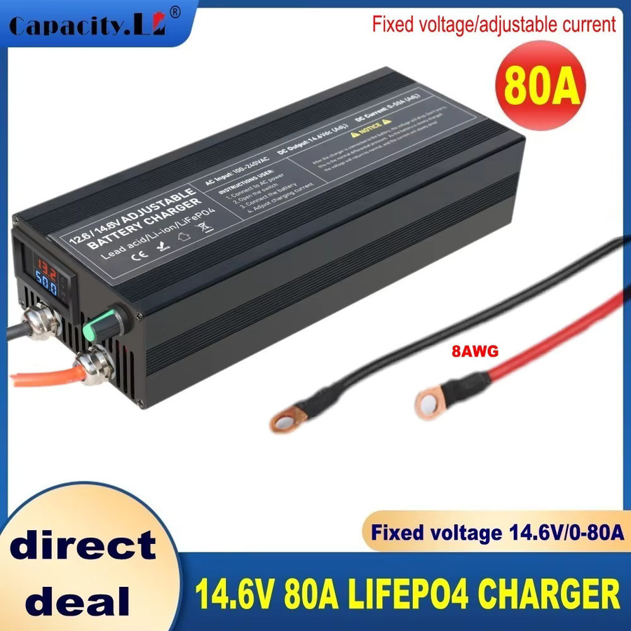 12V LiFePO4 Ladegerät mit Schnelllademodus für Lithium-Batterien, Schwarz - Bild 2