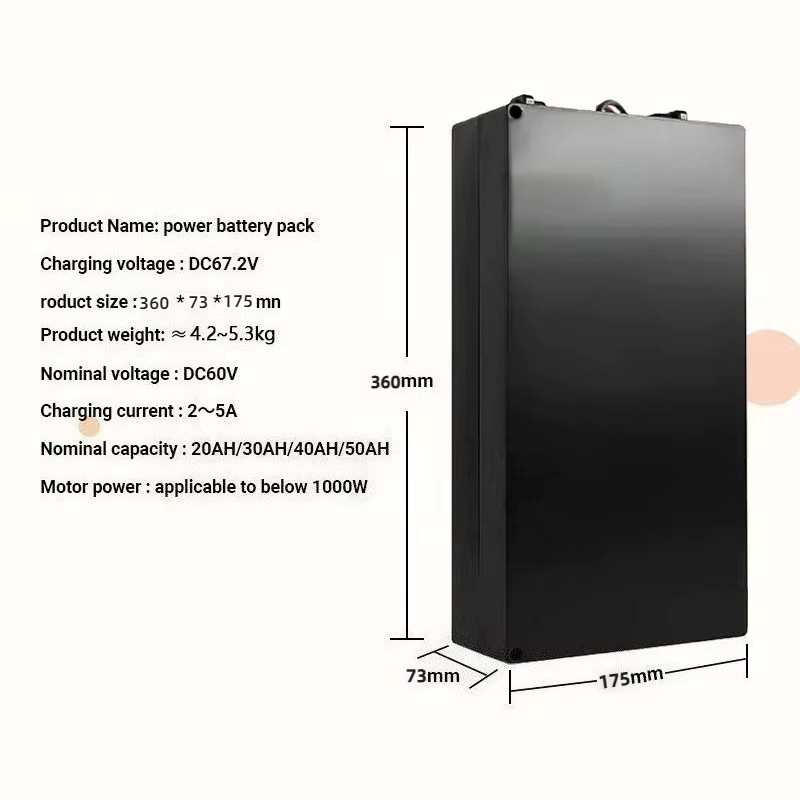 KEPAH Lithium-Ionen-Batterie 60V für Harley Citycoco Roller und E-Bikes, Farbe: Schwarz - Bild 4