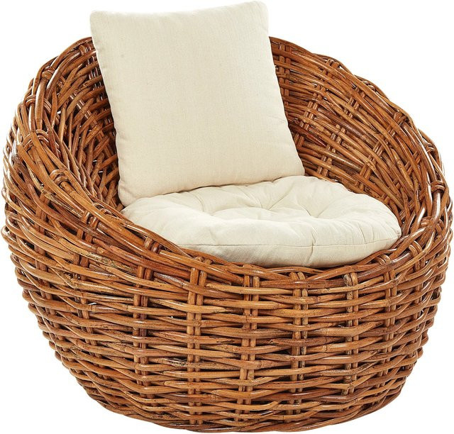 Beliani Gartenstuhl aus Rattan in Beige im Boho-Stil, B/T/H: 55 x 80 x 97 cm - Bild 1