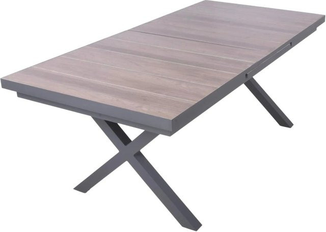DELUKE Gartentisch LUKA Ausziehtisch aus Aluminium und Keramik in Dunkelgrau, B/T/H: 200 x 100 x 77 cm - Bild 1